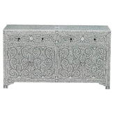 Bone Inlay Solid Wood Buffet Sideboard With 2 Top Drawer Grey